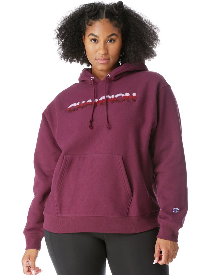 Champion Plus Reverse Weave Ombre Chenille Applique - Naisten TummanVioletit Huppari - Suomi 7492801